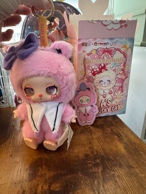 Liila’s Lucky Cat Pink Plush Cat Keychain